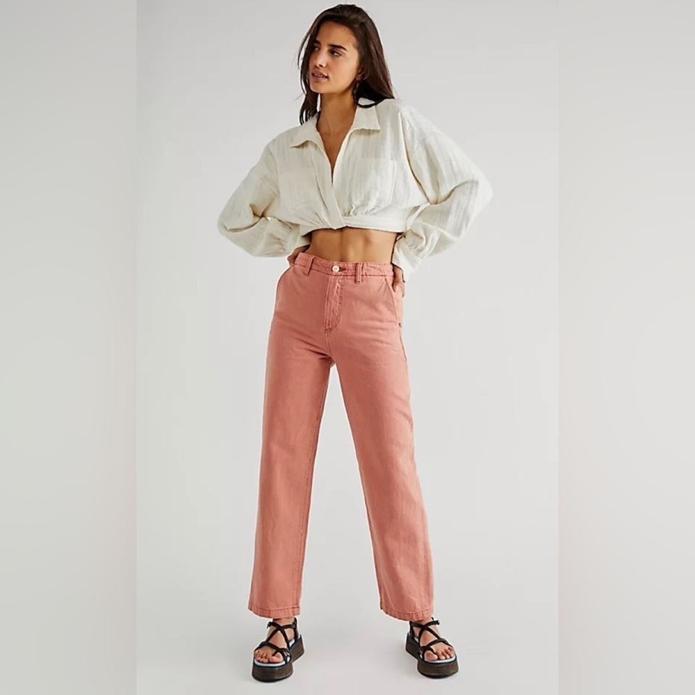 Free People Wrangler Casey Jones Chino Pants Mineral Pink